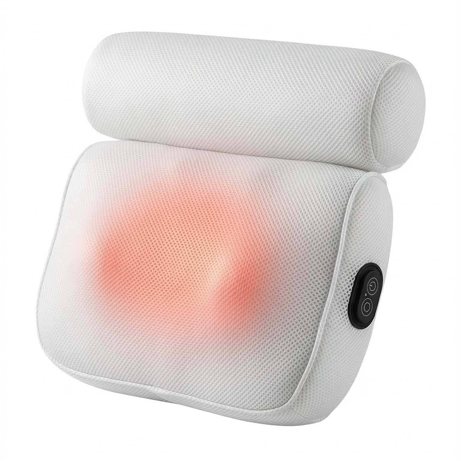 White massage pillow with heating element on a white background